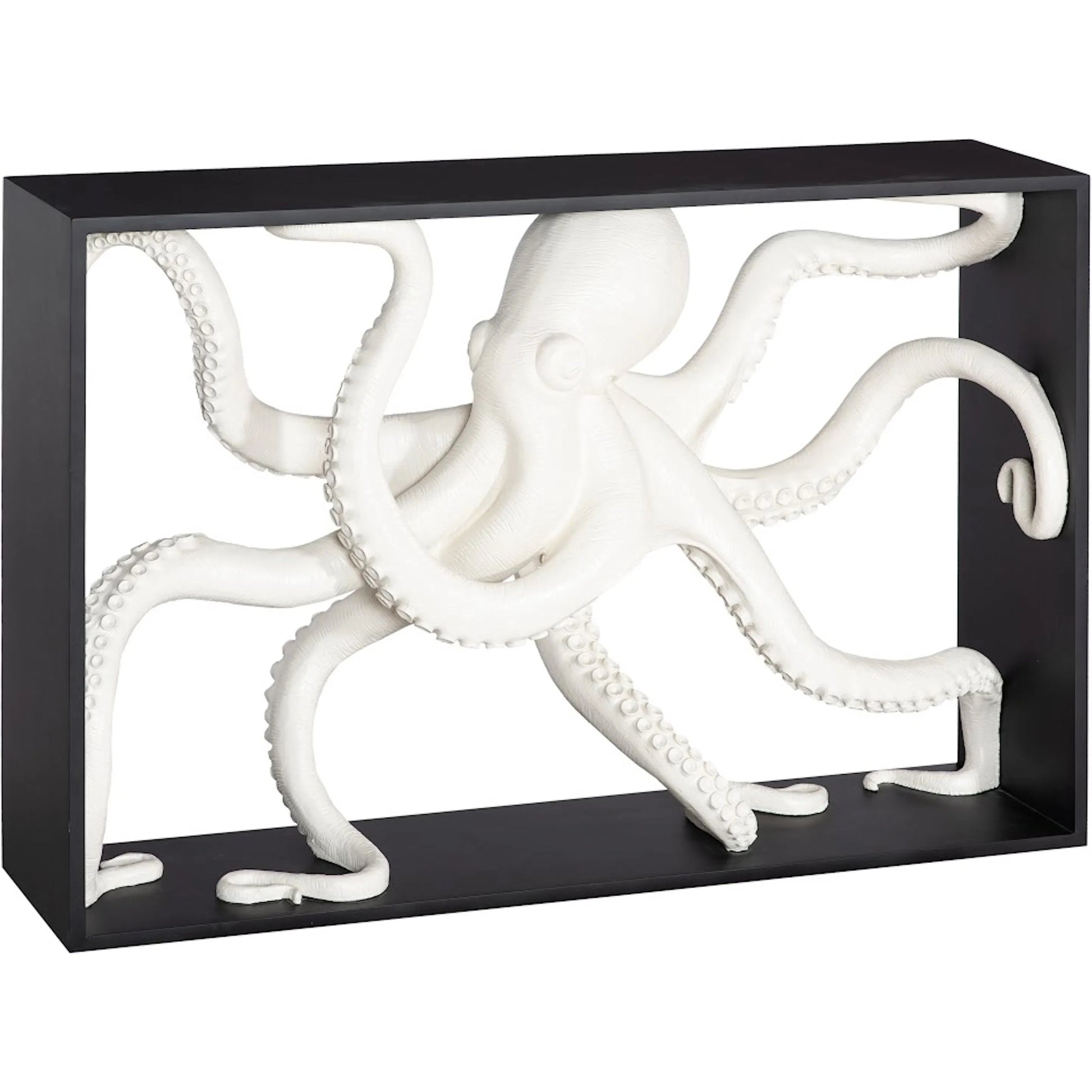 Octo Framed Console Table Wood Frame by Phillips Collection in white, black. Made from resin wood in a coastal style.
