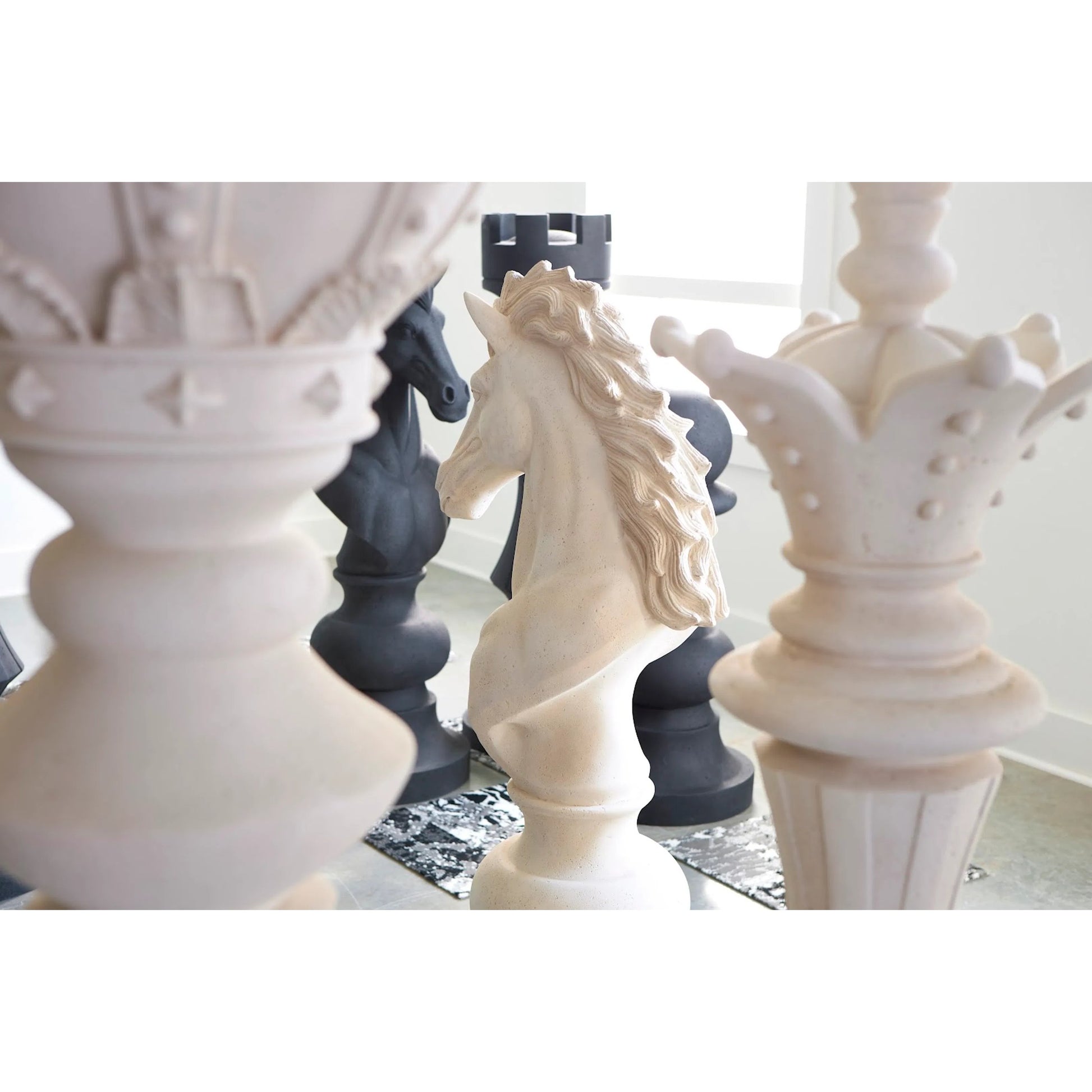King Chess Sculpture Cast Stone by Phillips Collection. Made from unique in a transitional style.