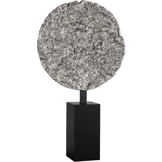 Cast Colossal Root on Stand Sculpture by Phillips Collection in silver, black and silver leaf. Made from resin metal in a unique style.