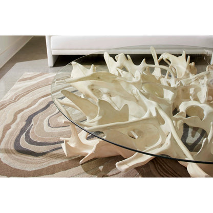 Cast Root Coffee Table by Phillips Collection in faux bleached. Made from resin in a coastal style.