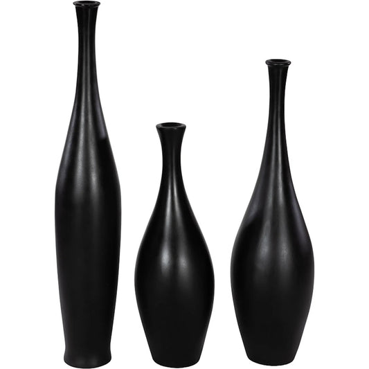 Trumpet Vase by Phillips Collection in black. Made from resin in a unique style.