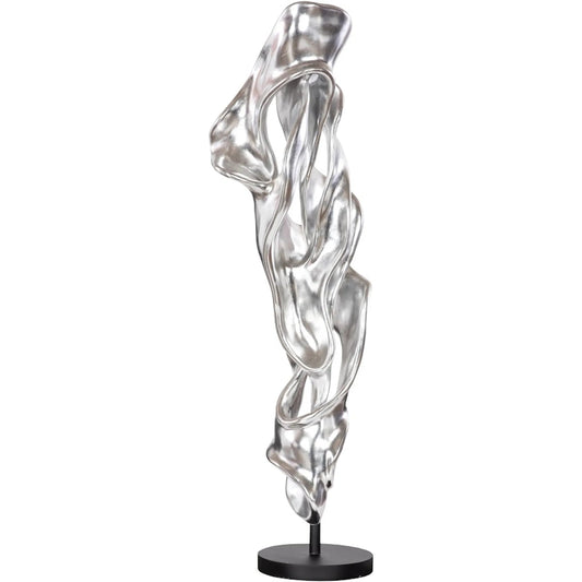 Cast Dancing Sculpture Coup by Phillips Collection in silver, black and silver leaf. Made from resin metal in a unique style.