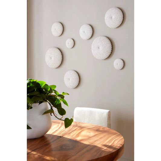 Sea Urchin Wall Art (Set of 4) by Phillips Collection in off white. Made from resin in a unique style.