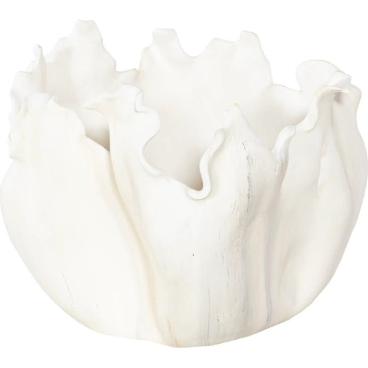 Cast Root Bowl Closed by Phillips Collection in off white and faux bleached. Made from resin in a modern style.