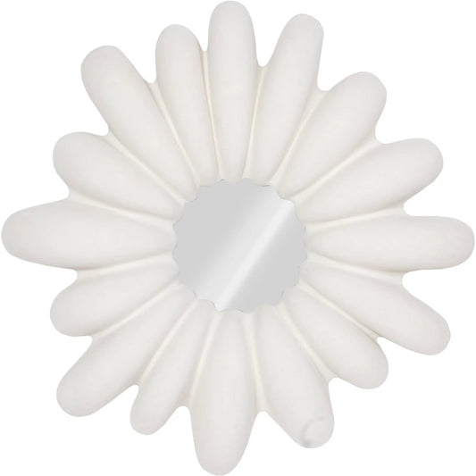 Radial Shell Mirror by Phillips Collection in off white and white stone. Made from resin glass in a unique style.