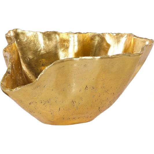 Cast Onyx Wall Bowl by Phillips Collection in gold and gold leaf. Made from resin in a unique style.