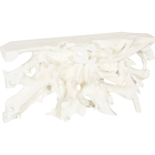 Beau Cast Root Console Table by Phillips Collection in white and faux bleached. Made from resin in a unique style.