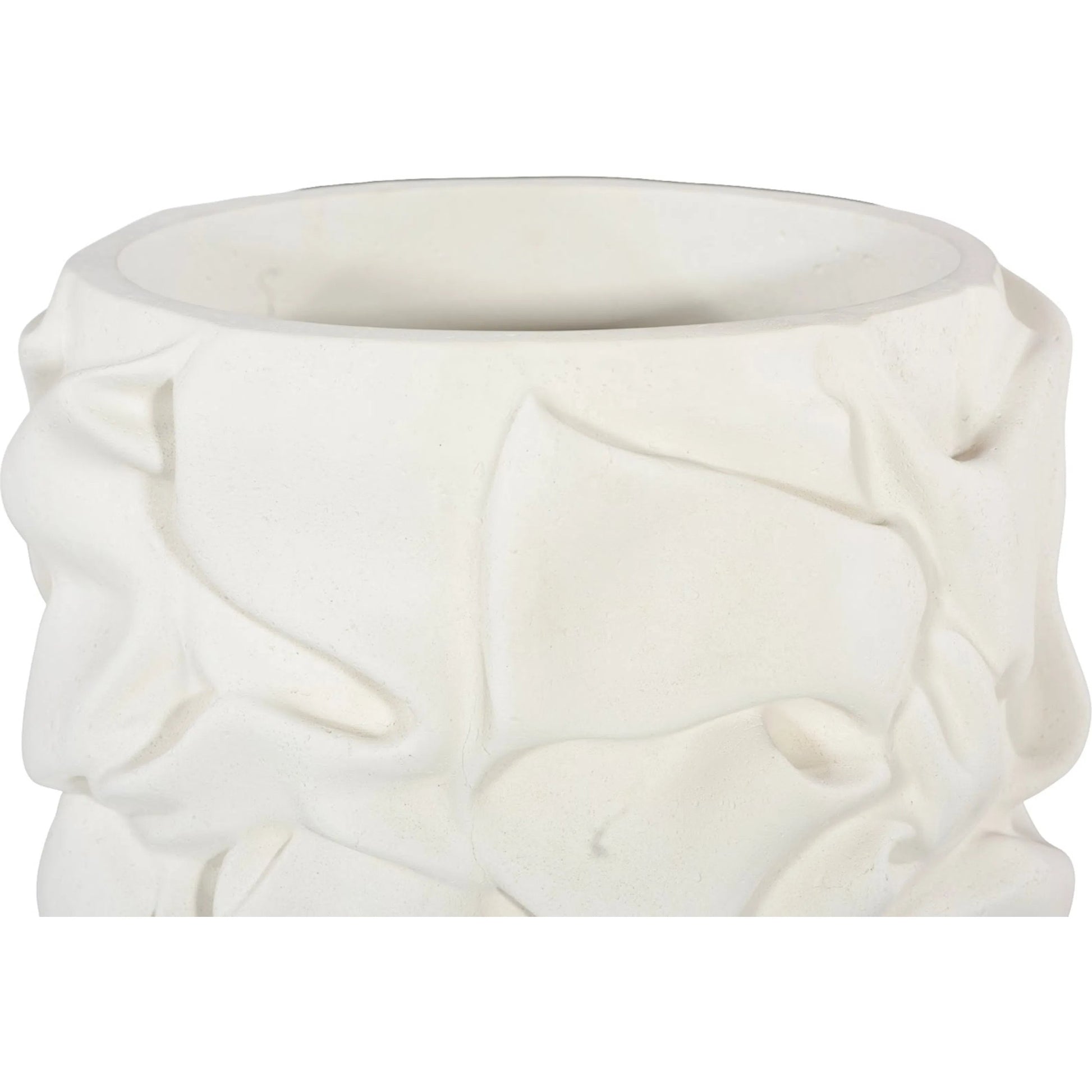 Drape Planter, White Stone by Phillips Collection in white stone. Made from resin, stone composite in a modern style.