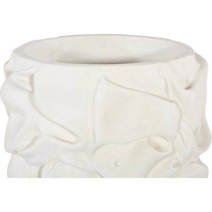 Drape Planter, White Stone by Phillips Collection in white stone. Made from resin, stone composite in a modern style.