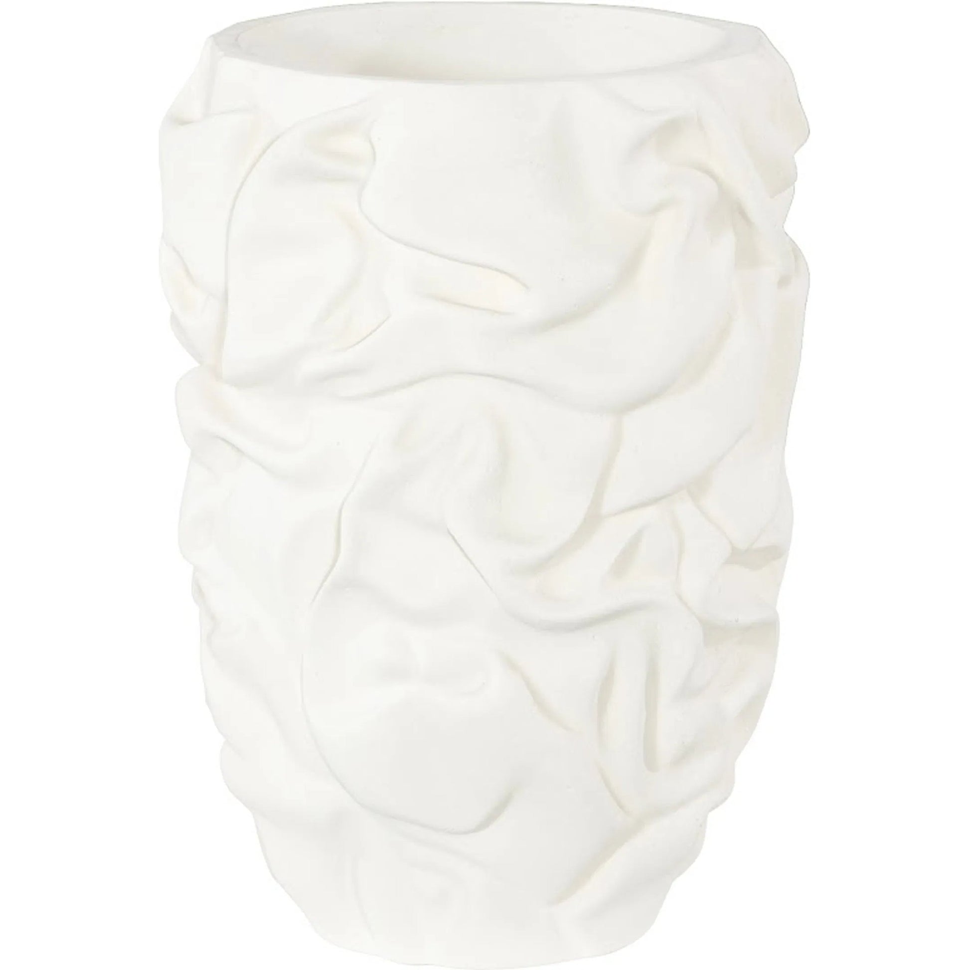 Drape Planter, White Stone by Phillips Collection in white stone. Made from resin, stone composite in a modern style.