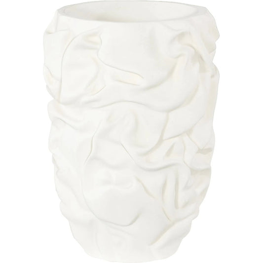 Drape Planter, White Stone by Phillips Collection in white stone. Made from resin, stone composite in a modern style.