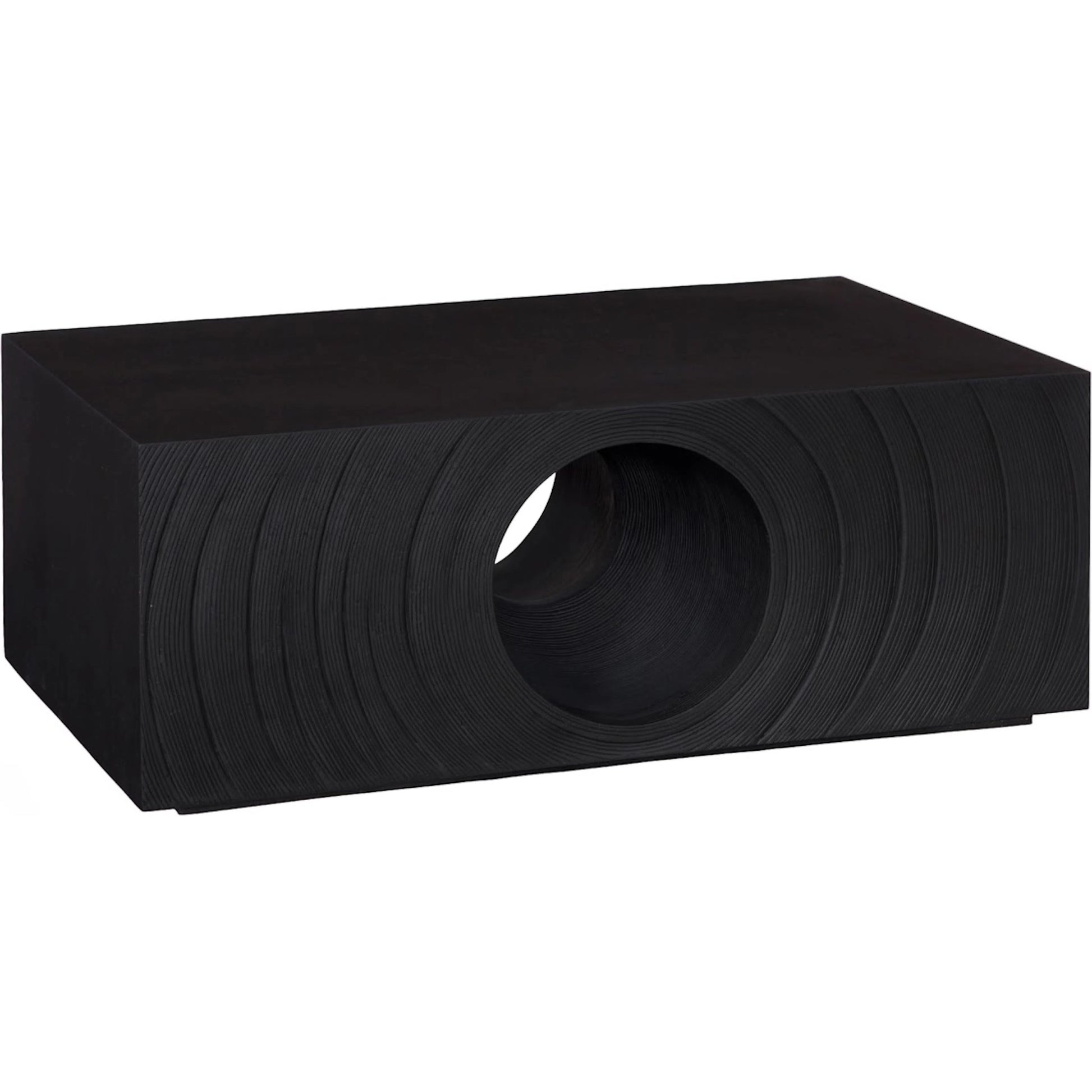 Void Coffee Table by Phillips Collection in black and black stone. Made from resin, stone composite in a unique style.