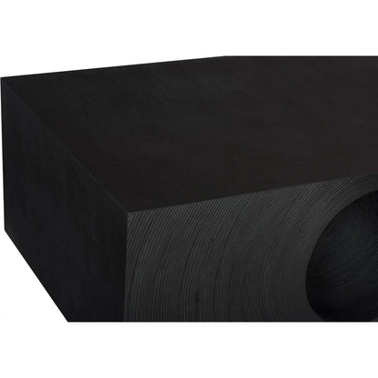 Void Coffee Table by Phillips Collection in black and black stone. Made from resin, stone composite in a unique style.
