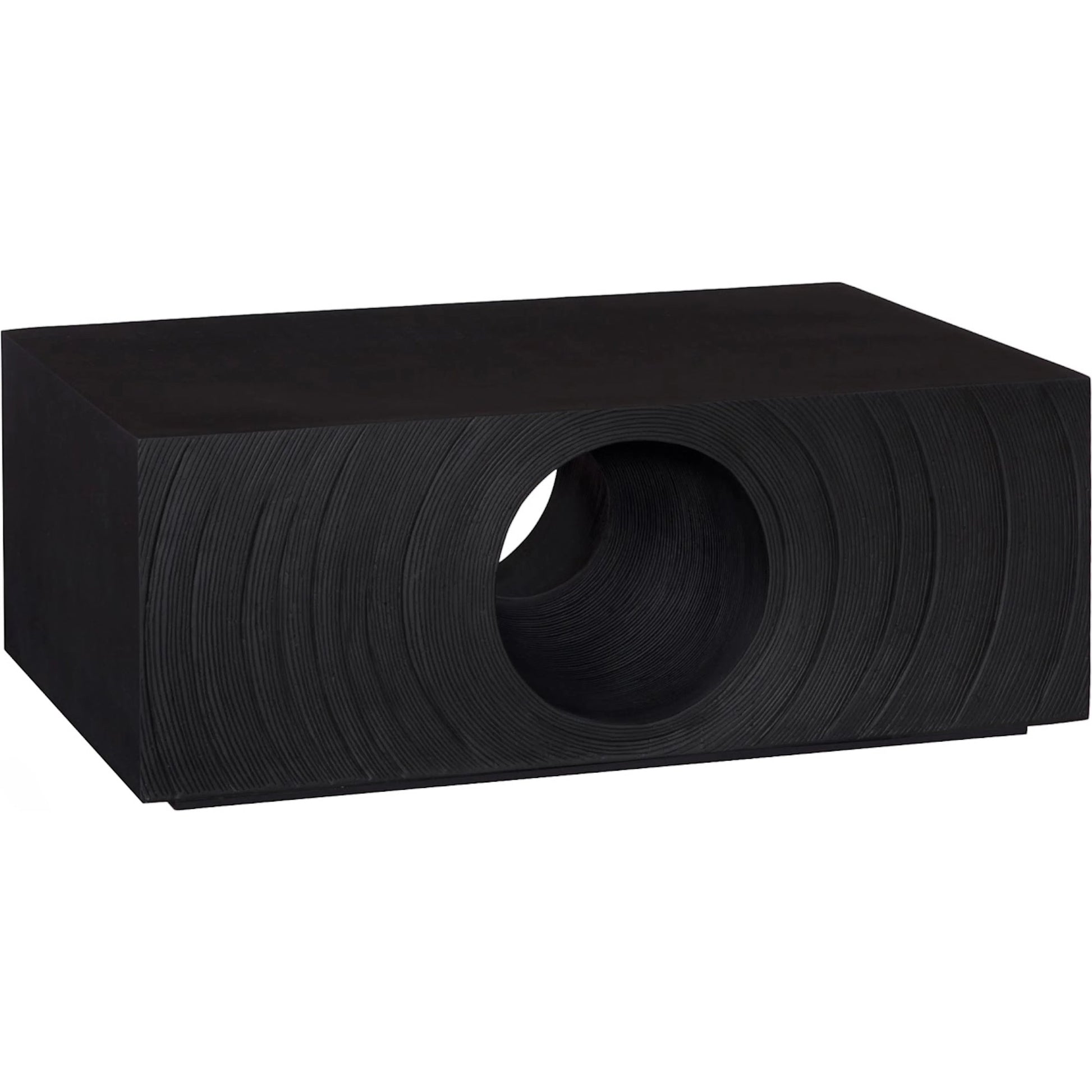 Void Coffee Table by Phillips Collection in black and black stone. Made from resin, stone composite in a unique style.