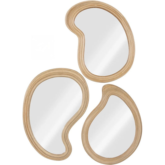 Organic Mirrors (Set of 3) by Phillips Collection in beige, brown, off white. Made from natural fibers glass in a unique style.
