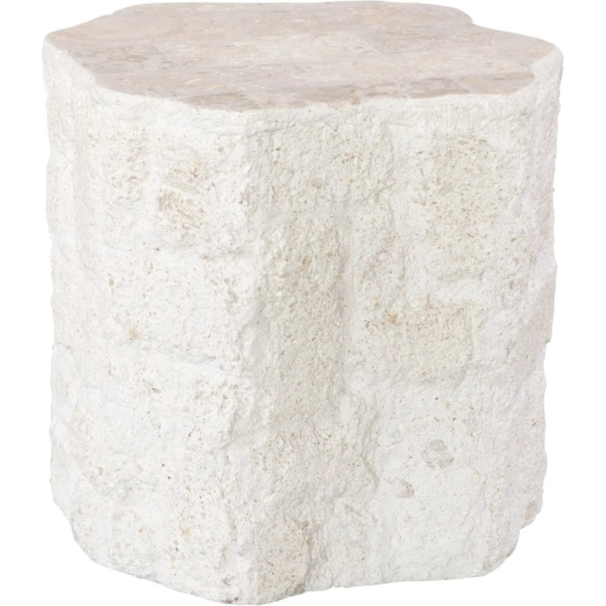 Mactan Side Table by Phillips Collection in beige, gray, off white, white and natural. Made from stone in a unique style.