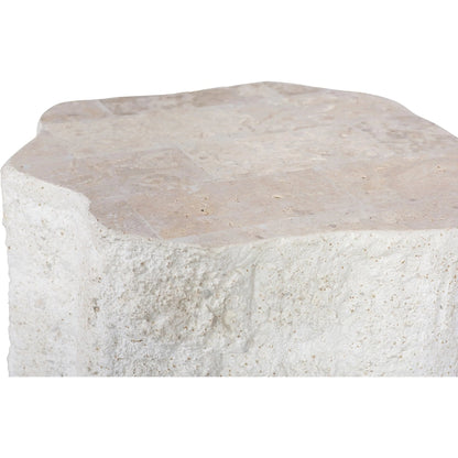 Mactan Side Table by Phillips Collection in beige, gray, off white, white and natural. Made from stone in a unique style.