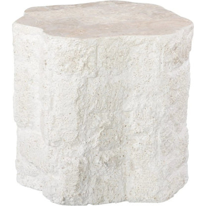 Mactan Side Table by Phillips Collection in beige, gray, off white, white and natural. Made from stone in a unique style.