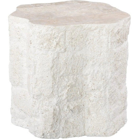 001 SI-2452526 | Primary Silo | Mactan Side Table by Phillips Collection in beige, gray, off white, white and natural. Made from stone in a unique style.