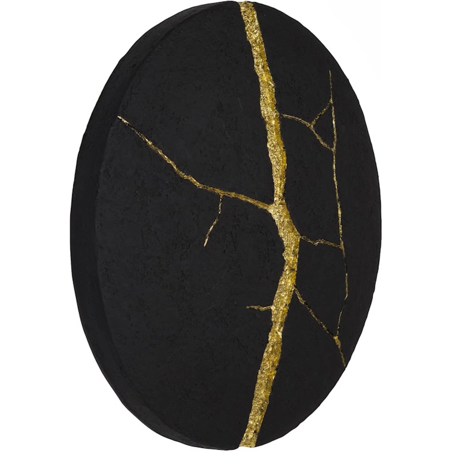 001 SI-2452533 | Additional Silo | Rift Wall Tile Circle by Phillips Collection in black, gold and gold leaf, matte lacquer. Made from resin in a unique style.