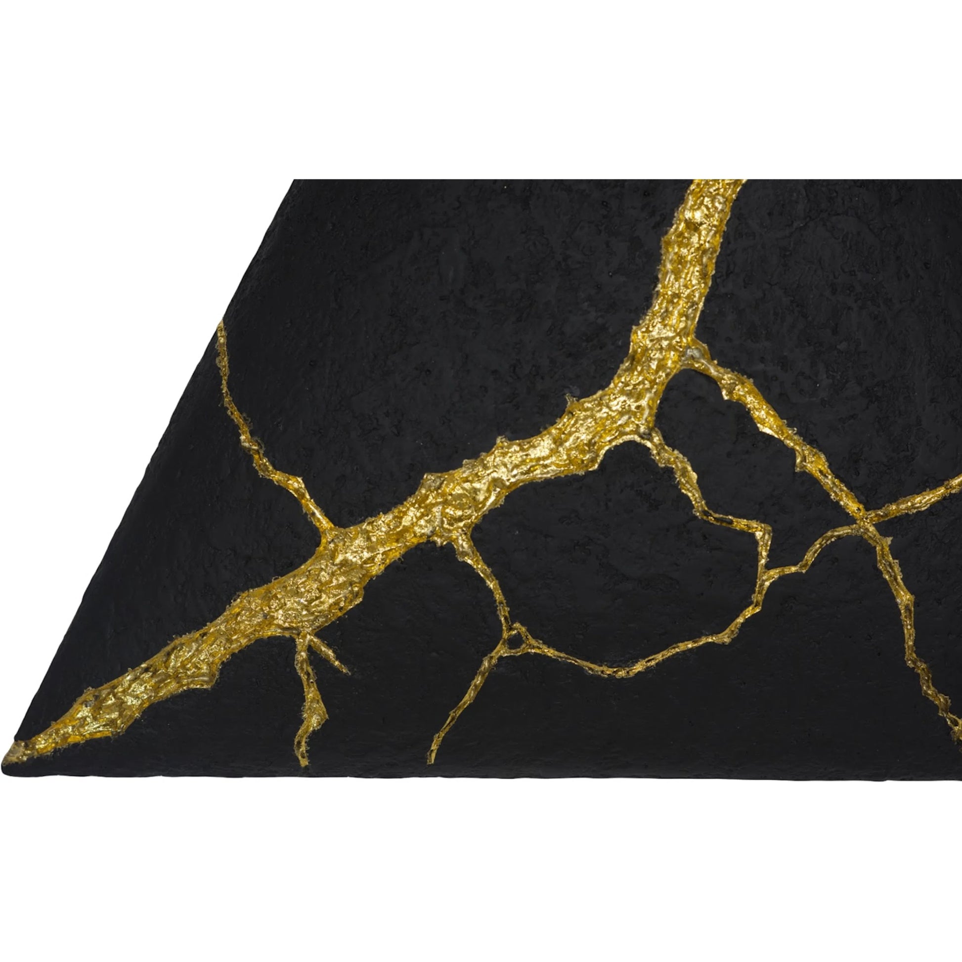 Rift Wall Tile Triangle by Phillips Collection in black, gold and gold leaf, matte lacquer. Made from resin in a unique style.