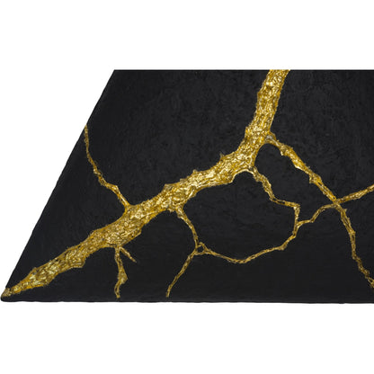 Rift Wall Tile Triangle by Phillips Collection in black, gold and gold leaf, matte lacquer. Made from resin in a unique style.