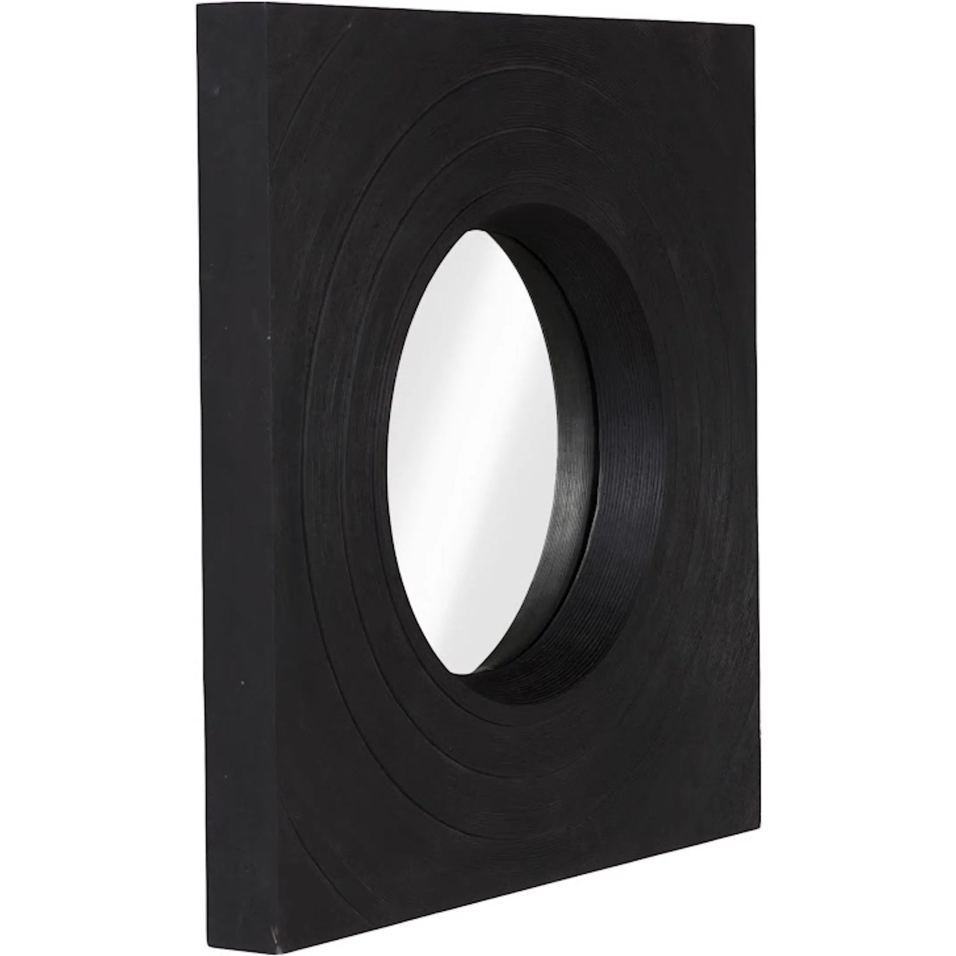 Void Mirror by Phillips Collection in black and black stone. Made from resin in a unique style.