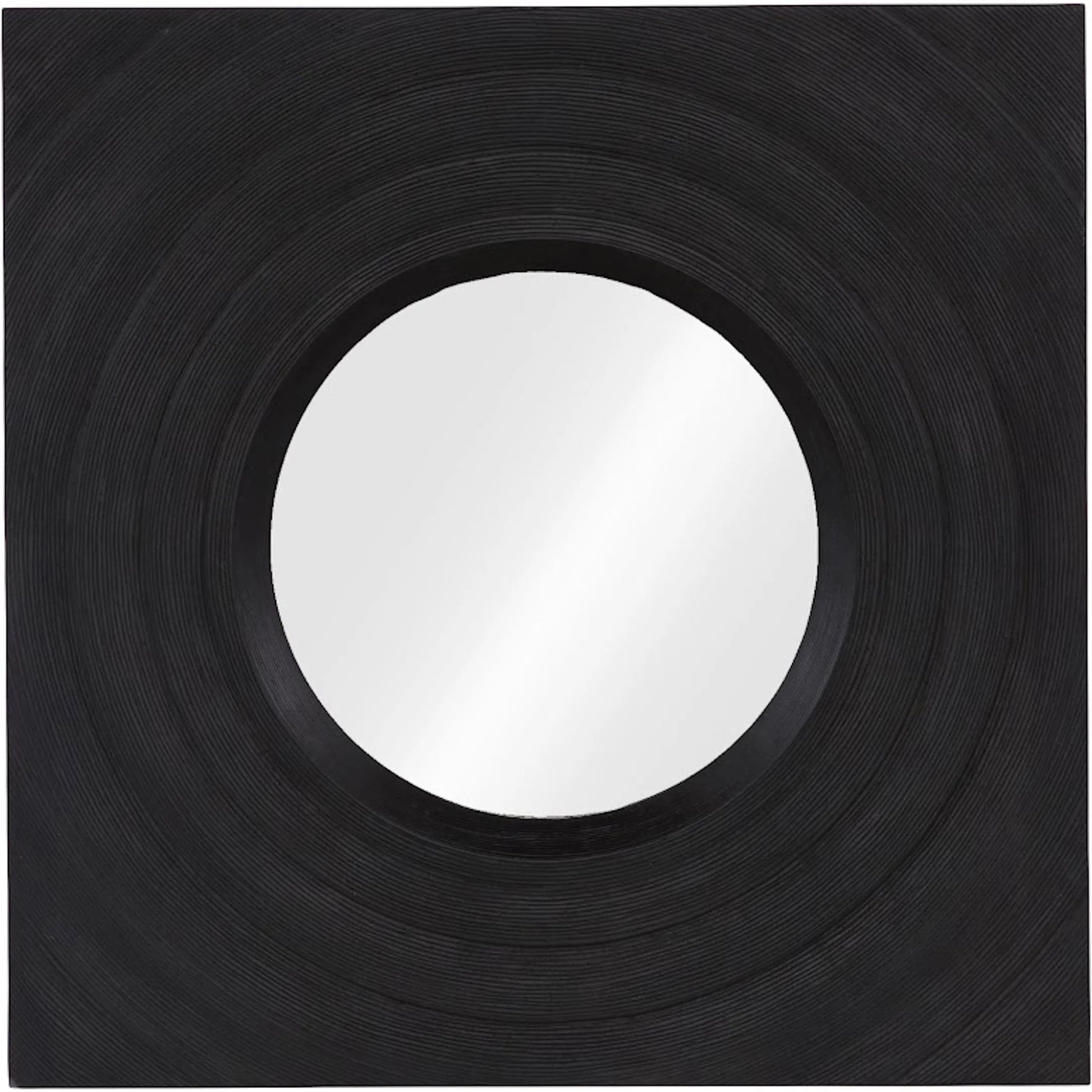 Void Mirror by Phillips Collection in black and black stone. Made from resin in a unique style.