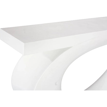 Nimbus Console Table by Phillips Collection in white stone. Made from resin, stone composite in a unique style.