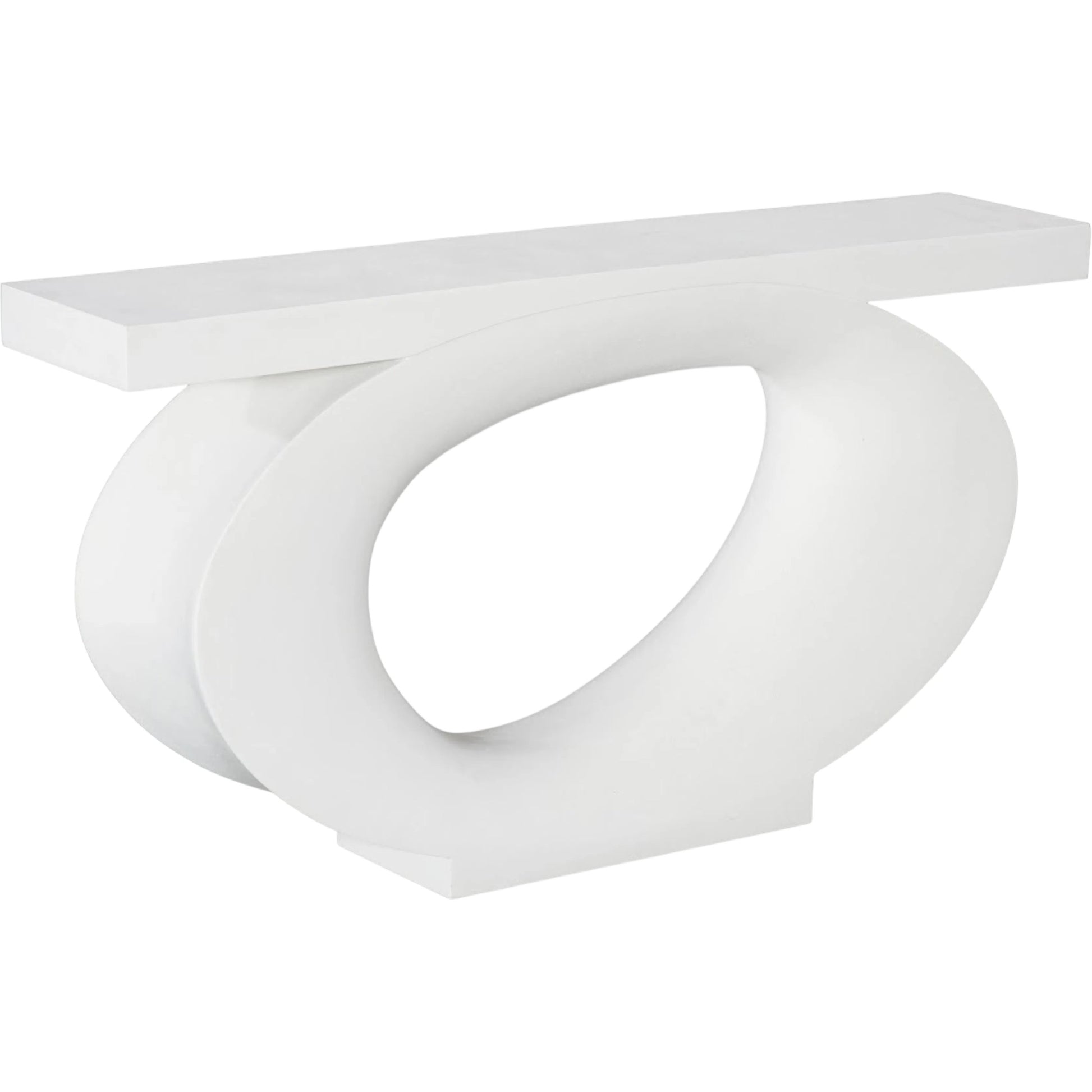 Nimbus Console Table by Phillips Collection in white stone. Made from resin, stone composite in a unique style.