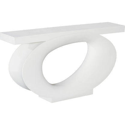 Nimbus Console Table by Phillips Collection in white stone. Made from resin, stone composite in a unique style.