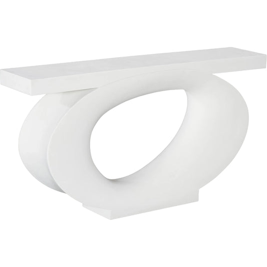 Nimbus Console Table by Phillips Collection in white stone. Made from resin, stone composite in a unique style.