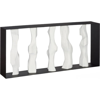 Cast Women Metal Framed Console by Phillips Collection in black, off white and roman stone. Made from metal, resin, stone composite in a unique style.