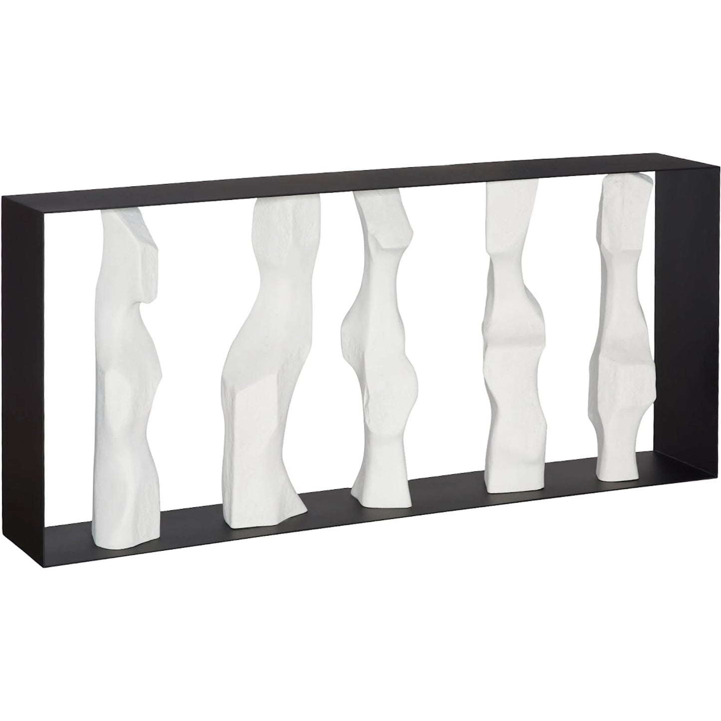 001 SI-2452512 | Primary Silo | Cast Women Metal Framed Console by Phillips Collection in black, off white and roman stone. Made from metal, resin, stone composite in a unique style.