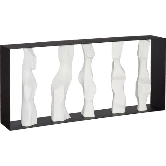 001 SI-2452512 | Primary Silo | Cast Women Metal Framed Console by Phillips Collection in black, off white and roman stone. Made from metal, resin, stone composite in a unique style.