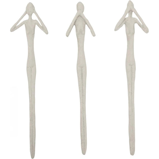 See Speak Hear No Evil Wall Art (Set of 3) by Phillips Collection in off white and roman stone. Made from resin, stone composite in a unique style.