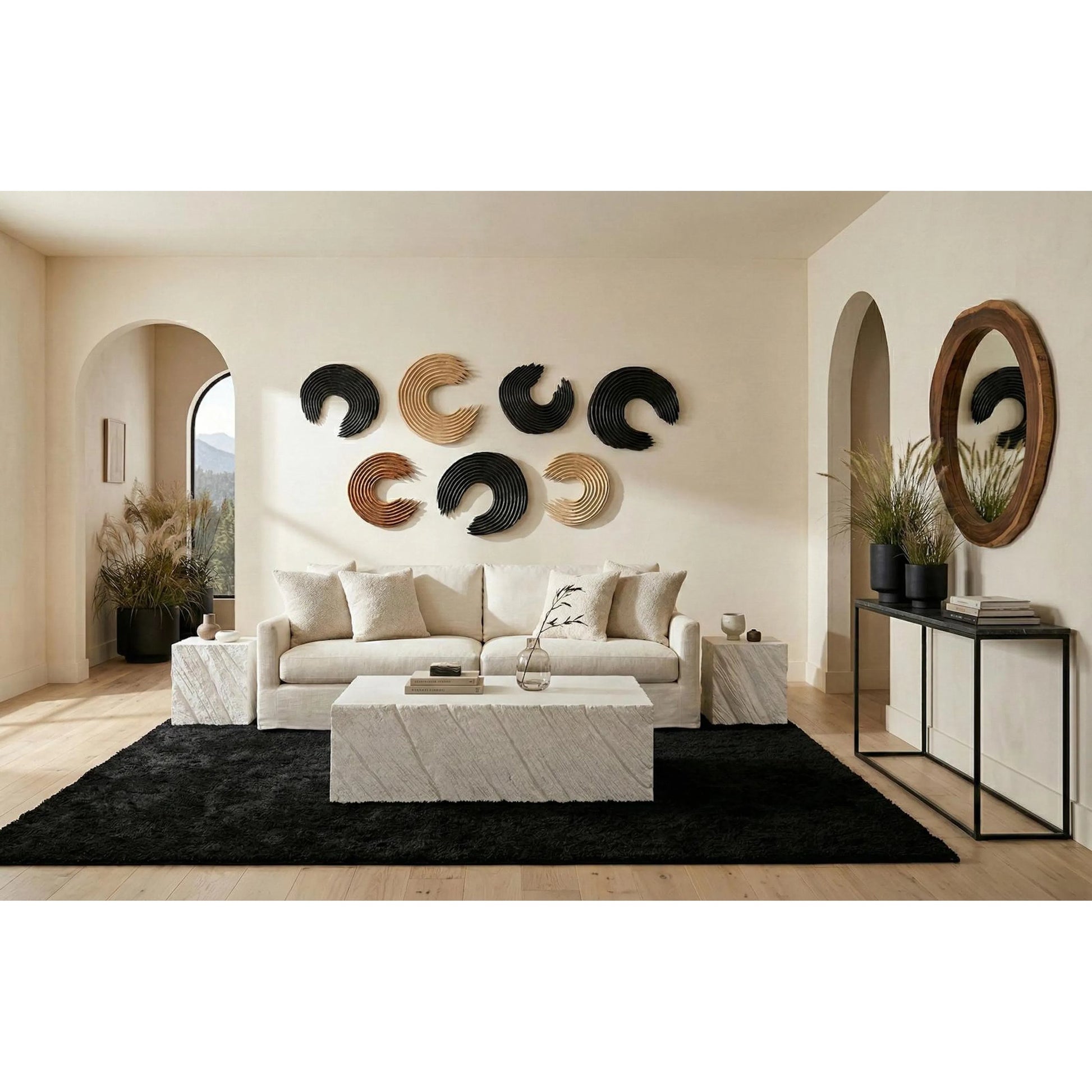 Shear Coffee Table Rectangle by Phillips Collection in white and white stone. Made from resin, stone composite in a unique style.