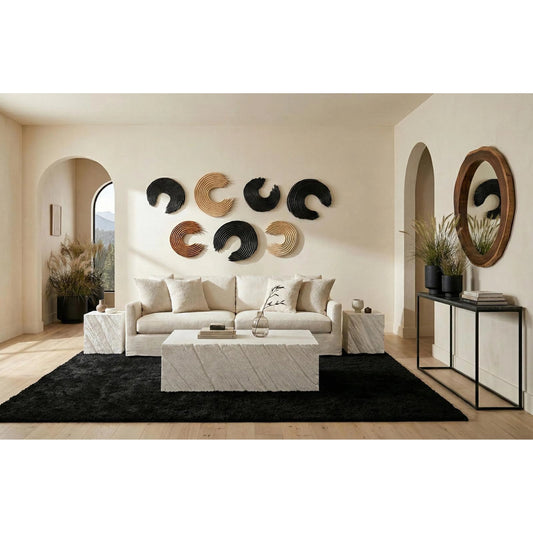 Shear Coffee Table Rectangle by Phillips Collection in white and white stone. Made from resin, stone composite in a unique style.