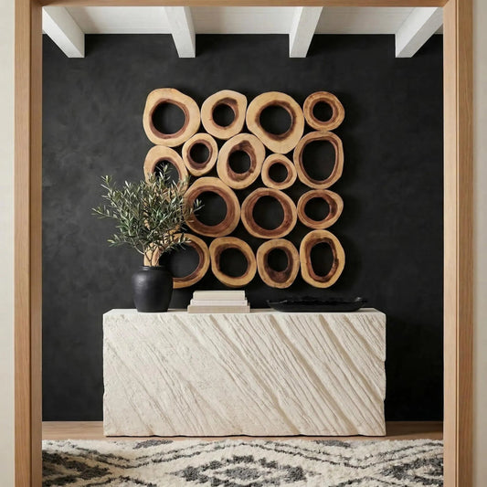 Shear Console Table Rectangle by Phillips Collection in white and white stone. Made from resin, stone composite in a unique style.