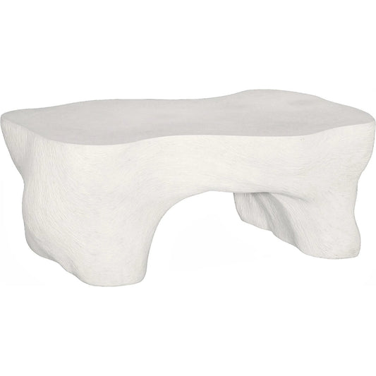 Strata Coffee Table by Phillips Collection in off white and roman stone. Made from resin, stone composite in a unique style.
