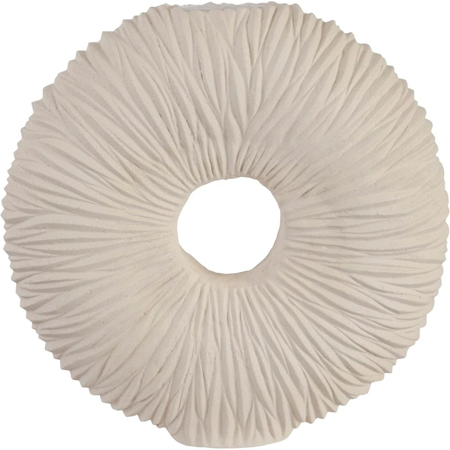 003 SR-821084 | Primary Silo | Waves Circle Vase by Phillips Collection in off white and stone cast. Made from resin composite in a eclectic & global style.