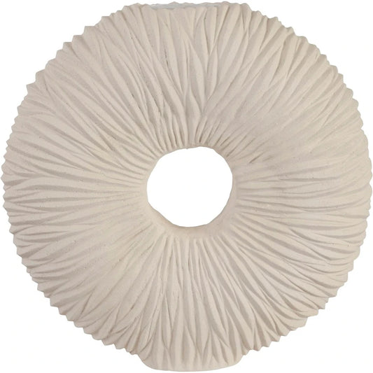 Waves Circle Vase by Phillips Collection in off white and stone cast. Made from resin composite in a eclectic & global style.