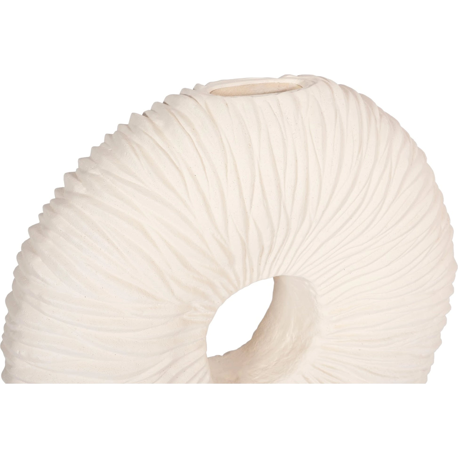 Waves Circle Vase by Phillips Collection in off white and stone cast. Made from resin composite in a eclectic & global style.