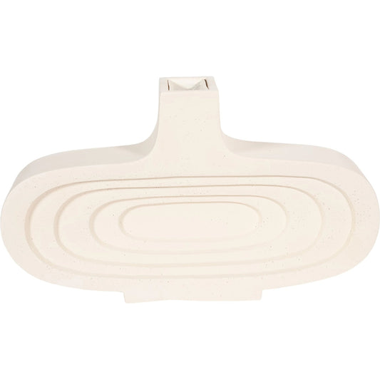 Sonic Round Vase by Phillips Collection in off white and stone cast. Made from resin composite in a eclectic & global style.