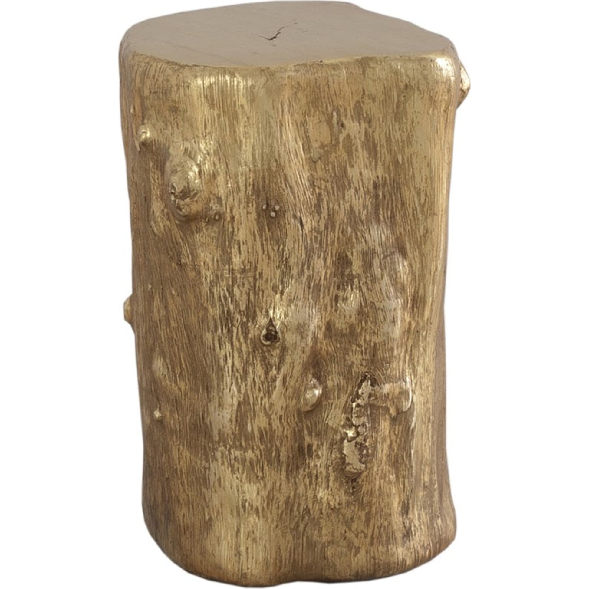Log Gold Stool by Phillips Collection in gold and gold leaf. Made from resin in a eclectic & global style.