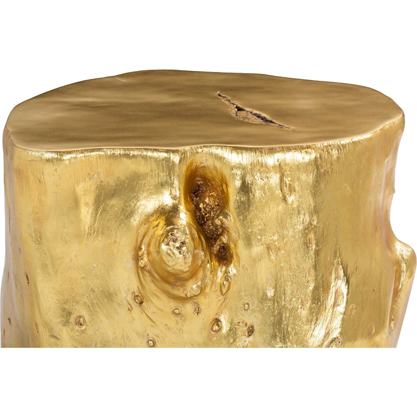 012 SR-820600 | Additional Silo | Log Gold Stool by Phillips Collection in gold and gold leaf. Made from resin in a eclectic & global style.