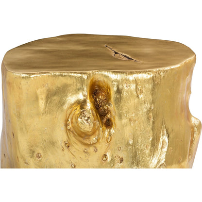 Log Gold Stool by Phillips Collection in gold and gold leaf. Made from resin in a eclectic & global style.