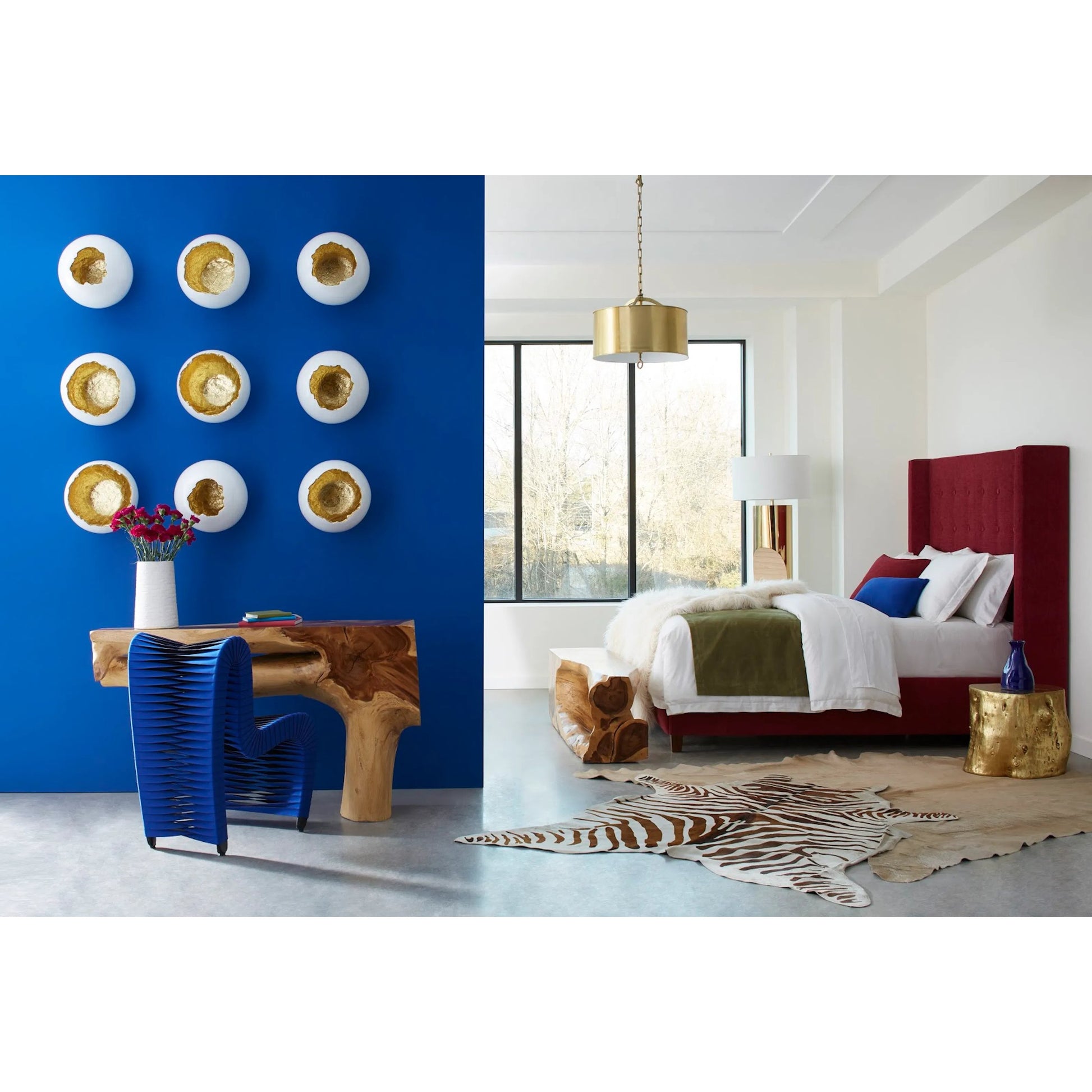 Log Gold Stool by Phillips Collection in gold and gold leaf. Made from resin in a eclectic & global style.