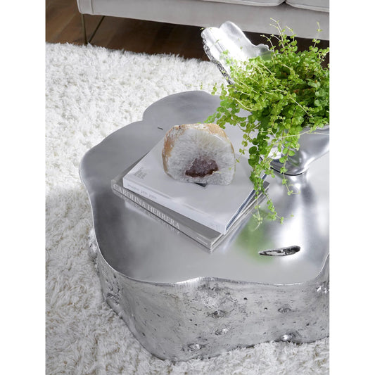 Log Silver Coffee Table by Phillips Collection in silver and silver leaf. Made from resin in a eclectic & global style.