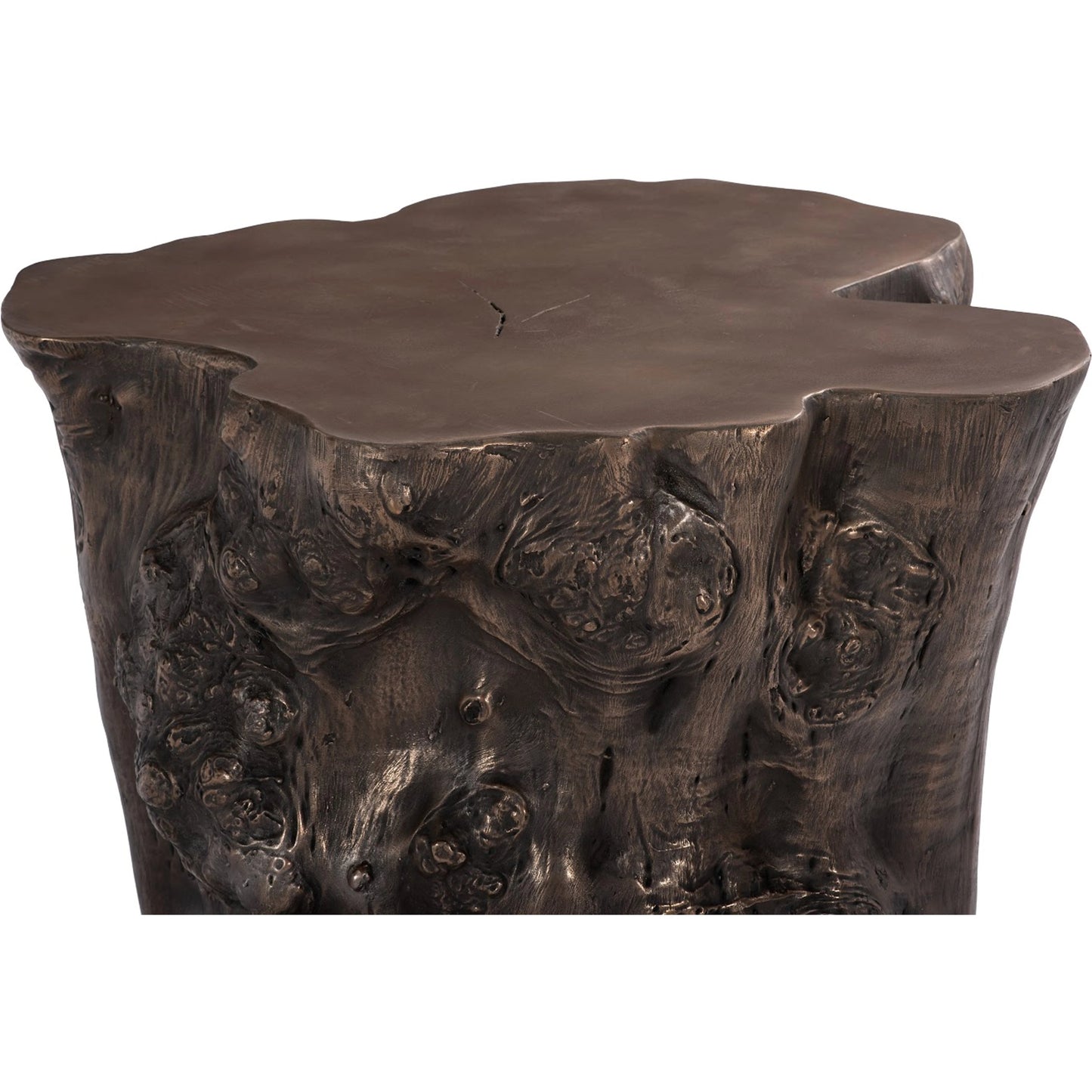 015 SR-820595 | Closeup | Log Bronze Side Table by Phillips Collection in brown and bronze. Made from resin in a eclectic & global style.